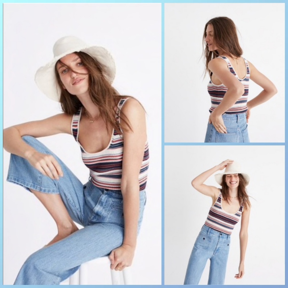 Madewell ribbed stripe tank top sz XS